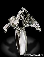 macrofotografie inel din aur alb, lucrat manual