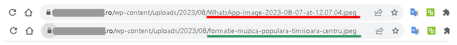 SEO pentru fotografii: Cum se vede adresa URL dacă facem o schimbare bună a numelui fisierului imaginii SEO pentru adresa url